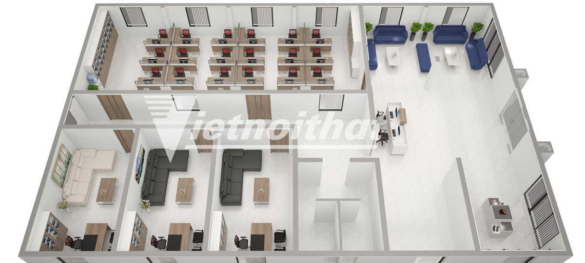 dự án thiết kế nội thất văn phòng công ty cổ phần giày Hải Dương tầng 1